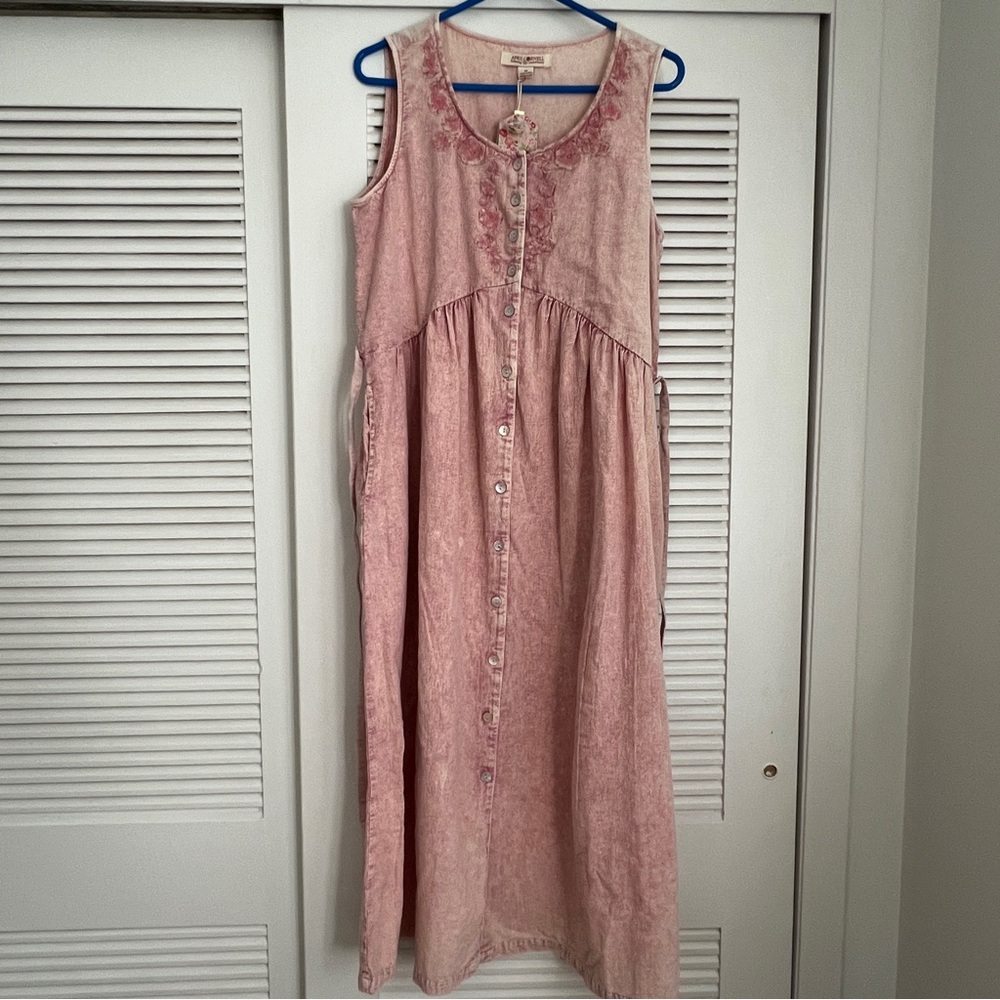 NWT April Cornell Camelia Pink Sleeveless Button-Down Dress